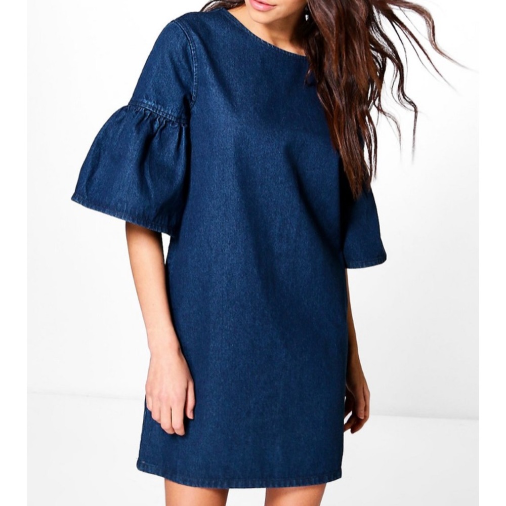 Milly Ruffle Sleeve Denim Dress 🦋